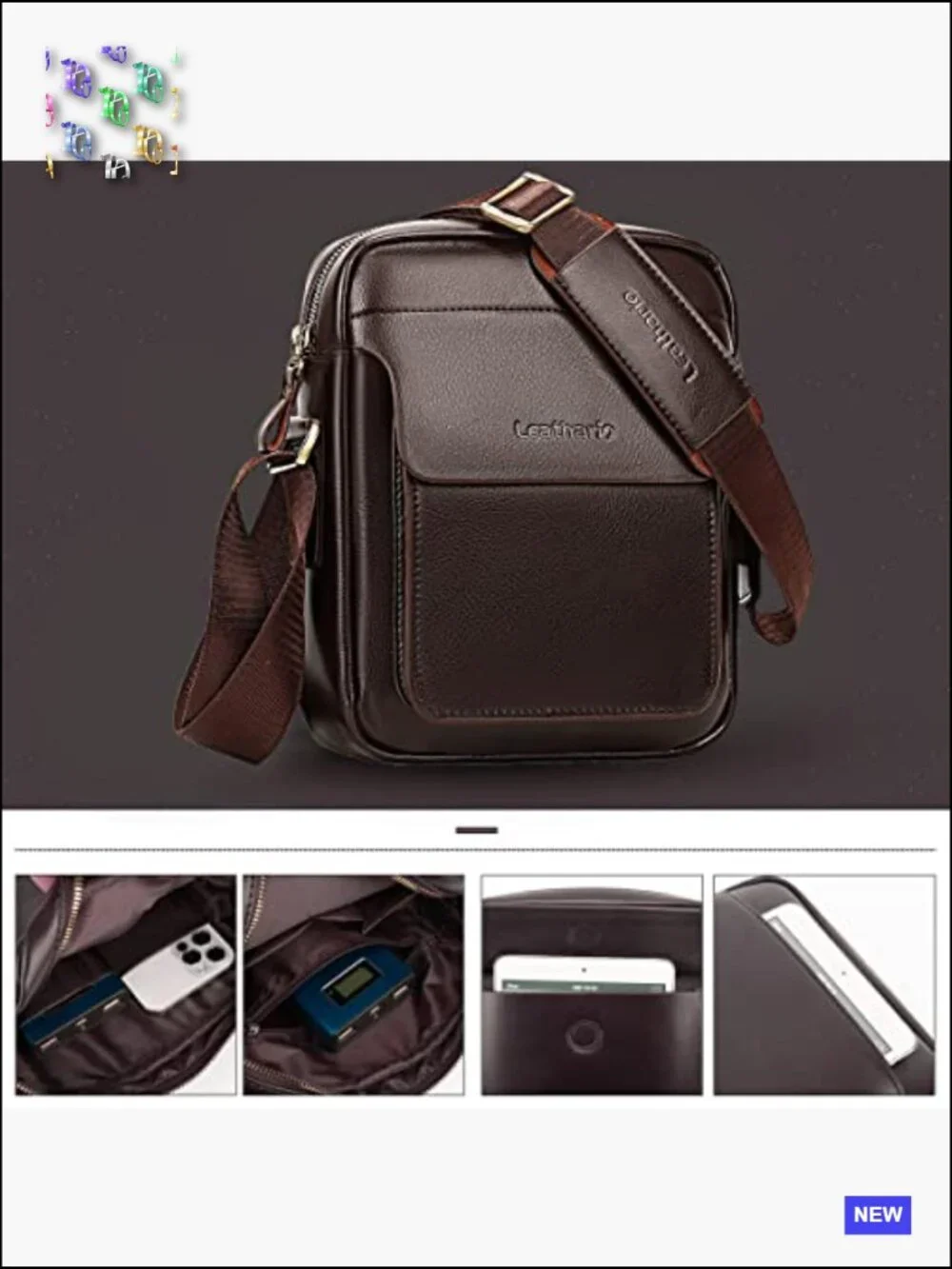 Vegan Leather Messenger Crossbody Bag Laptop Work Travel Sling Satchel Purse